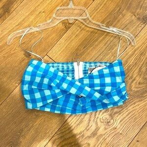 Shareen Collections size 6 blue plaid bandeau summer top!